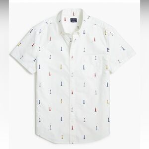 J. Crew Slim short sleeve Flex Oxford shirt with lighthouse print Size XXL